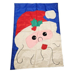1994 Christmas Holly Jolly Santa House Yard Porch Garden Flag 28x40"